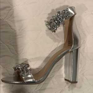 Silver Rhinestone Sandal Heels